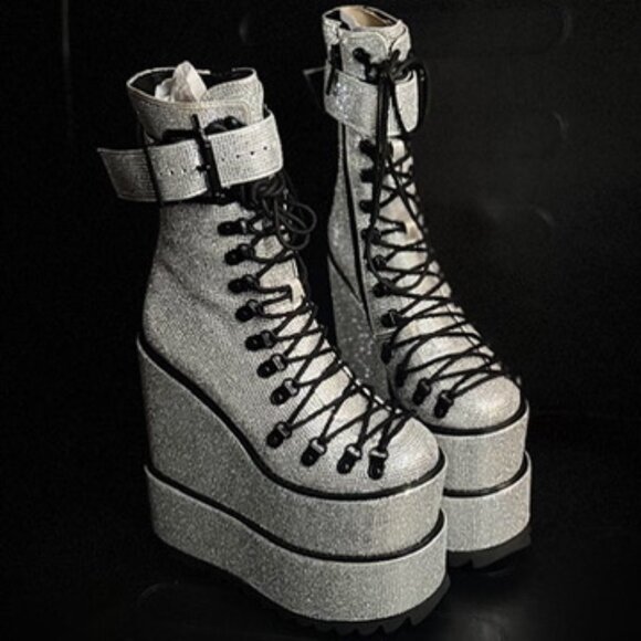 Crystal Double Stack Boots - Dolls Kill - SIZE 7 - NIB - Picture 1 of 8
